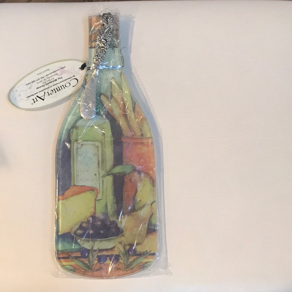 2 pc. Glass Cutting Board &knife